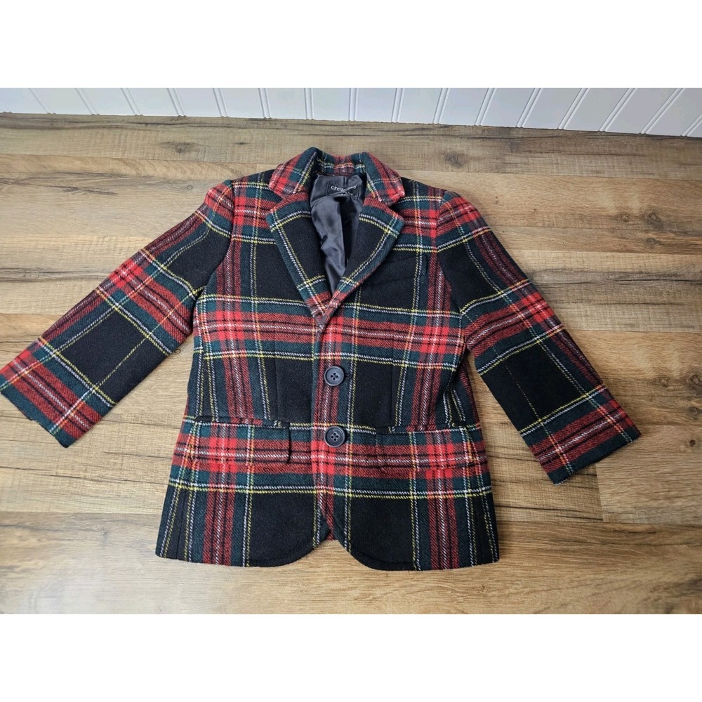 Crewcuts By J. Crew Thompson Tartan Plaid Wool Blend Blazer Boys Size 2